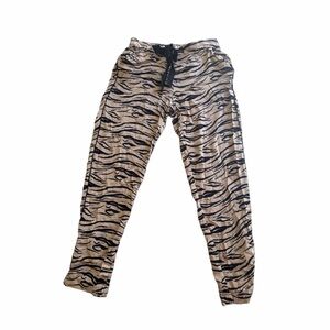 Mango Beige and Black Tiger-Print Joggers